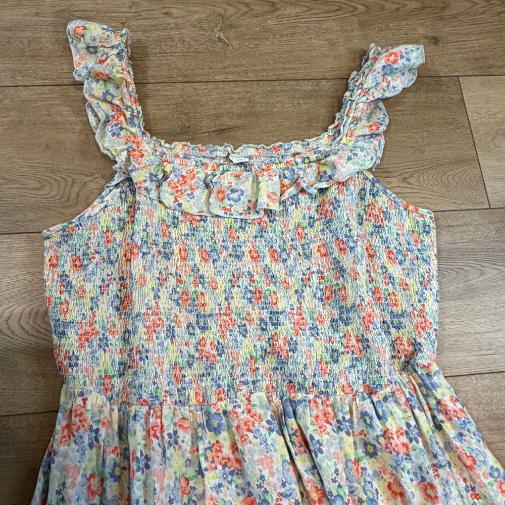 Old Navy Womens XL Floral Smocked Tiered Maxi Dress Ruffle Sleeveless Boho - Picture 4 of 7
